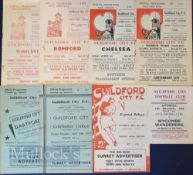 Selection of Guildford City home programmes to include 1947/48 Crystal Palace (fr), 1949/50