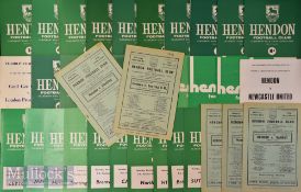 Selection of Hendon FC home match programmes to include 1958/59 Finchley (FAC), Tooting & Mitcham (