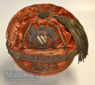 1900-03 Manchester Rugby Club Cap issued to R.B Kershaw - red and silver, with elaborate braided