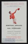 1944 Scarce Scottish Services v AA Command Rugby Programme: This January clash at Inverleith