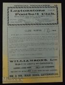 1930/31 Leytonstone v Ilford Isthmian League match programme Xmas Day 1930, 4 pager, slight wear