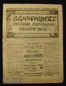 1911/12 Bradford City v Bolton Wanderers Div 2 football match programme 30 September, fold (kept