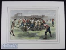 1871 Press Engraving, Rugby ‘The Last Scrimmage’: Large (c.27” x 20” overall) beautifully hand