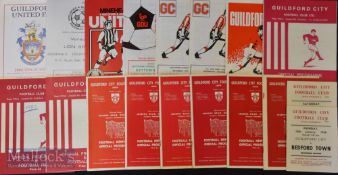 Selection of Guildford City home match programmes to include 1947/48 Dulwich Hamlet (FAC), 1948/49