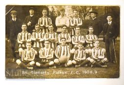 1908/1909 Postcard Fulham St Clements team members, good.
