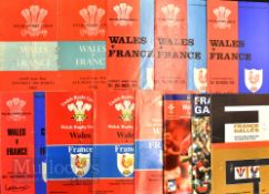 Wales v France ‘Doublers’ Rugby Programmes (12): 10 homes v France from 1962, 1964, 1972, 1974,