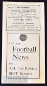 1937/38 Midland League Newark Town v Barnsley Reserves football programme, fold out type. Good.