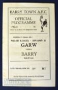 1949/50 Welsh League Barry Town v GARW football programme 4 February 1950; Good.