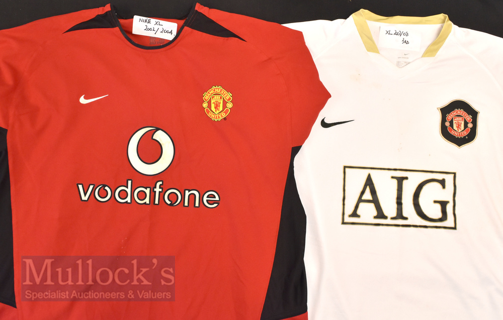 Manchester United away match replica football shirts all XL size, short sleeves; 1995/96 grey, light