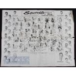 Rare 1949 All Blacks’ South Africa Rugby Tour Poster: Superb large ‘animated’ caricature record of
