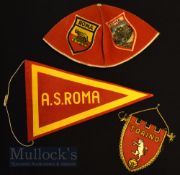 1961 Torino pennant featuring a bull balanced on a football; 1961 Roma pennant with the club badge