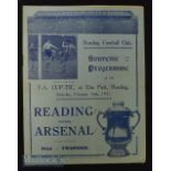 1934/35 Reading v Arsenal FAC football match programme 16 February at Elm Park, fold, slight tear on