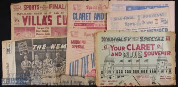 1957 Aston Villa FAC Winners broadsheet newspaper cup final editions to include Sports Argus 4 May