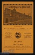 1930/31 Fulham v Watford Div. 3 (South) match programme 30 August; no staple o/wise good.