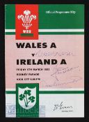 Autographs, Wales ‘A’ v Ireland ‘A’ 1993 (26): Many full caps emerged from these squads and most