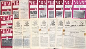 Selection of West Ham United home match programmes to include 1955/56 Preston NE (FAC) (poor),