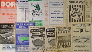 Selection of Heart of Midlothian away football match programmes to include 1953/54 Newcastle Utd,