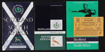 Scotland v South Africa Rugby Programmes & Ticket (4): Magazine style issues for the Murrayfield