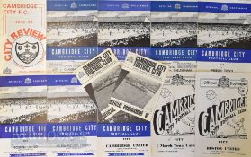 Collection of Cambridge City home match football programmes to include 1960/61 Boston Utd (East