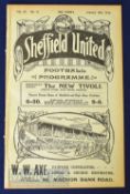 1914/15 Sheffield Utd v West Bromwich Albion Div 1 match programme, 16 January, ex. b.v. pages a