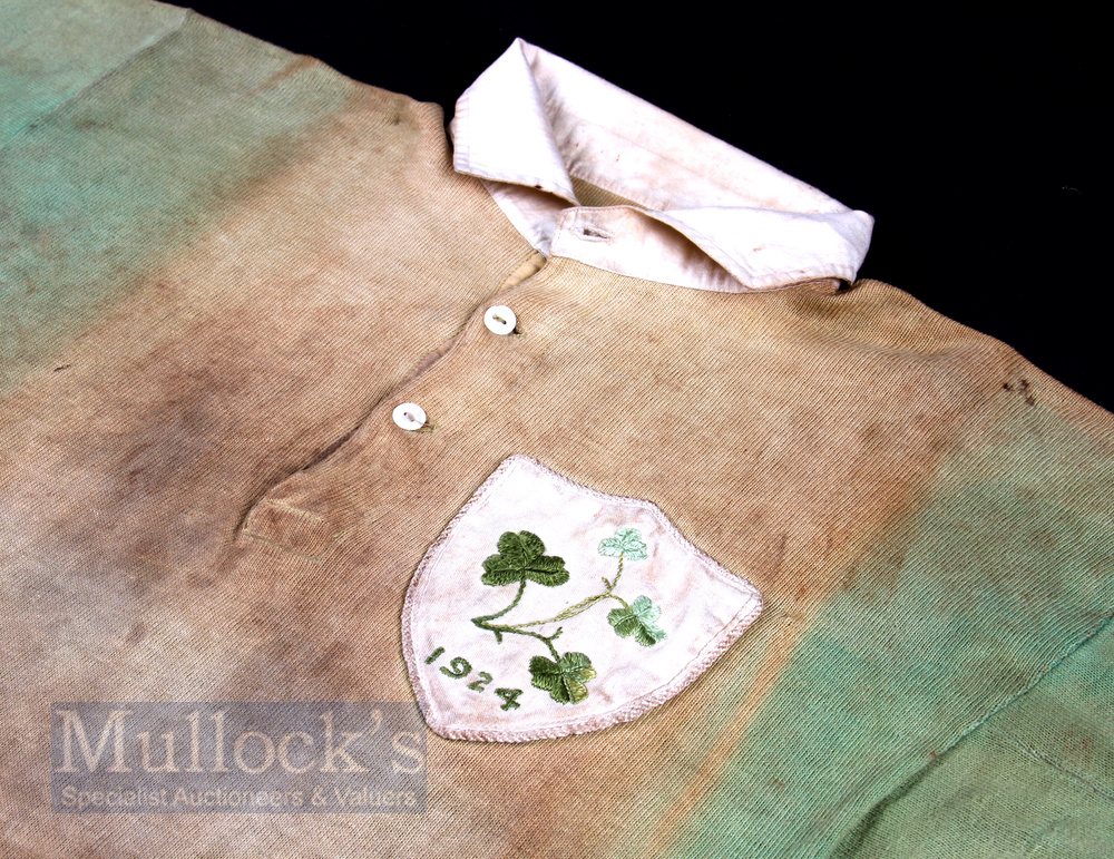 1924 Scarce Ireland Green International Rugby Jersey exchanged with Dr A C Gillies: have
