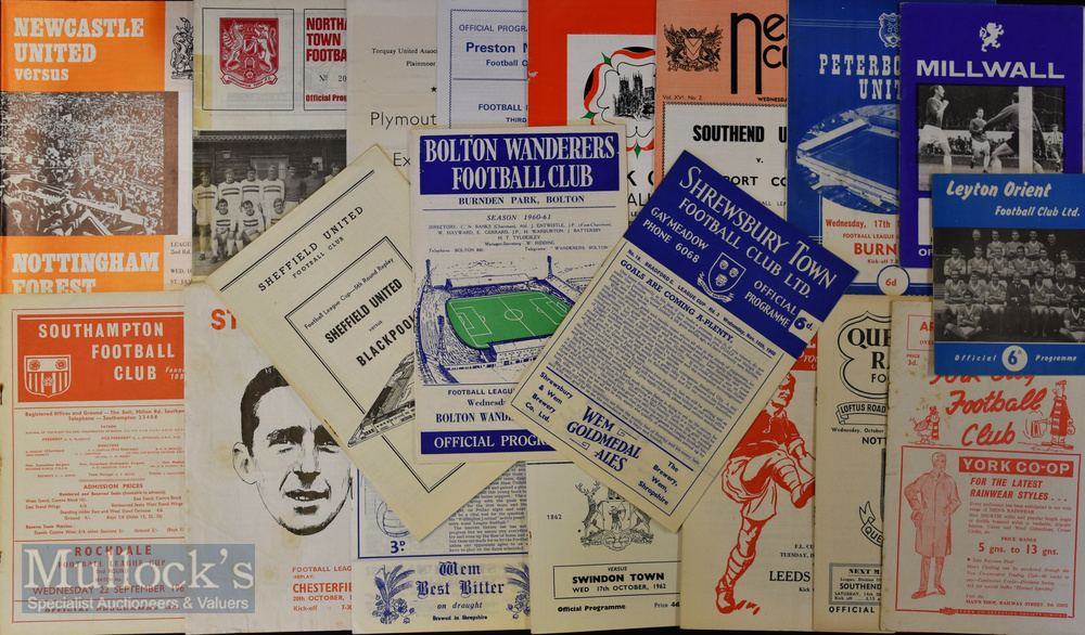 Collection of Football League Cup match programmes to include 1960/61 Shrewsbury Town v Bradford