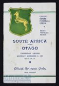 Rare 1937 Otago v South Africa Rugby Programme: Issue from the iconic Springbok tour, some marks
