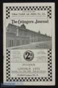 1932/33 Fulham v Lincoln City Div. 2 match programme 15 October; slight crease, o/wise good.