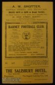 1933/34 Barnet v Southall Athenian League match programme 7 April 4 pager, fair condition.