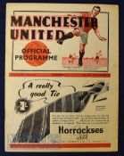 Pre war 1938/39 Manchester Utd v Wolverhampton Wanderers Div 1 match programme 12 November at Old