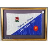 1999 England v France Touch judge’s Flag: Scarce chance to own an attractive, striking item in the