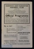 1936/37 Harwich & Parkeston home match football programmes v Lowestoft (14 April), v Chelmsford Town
