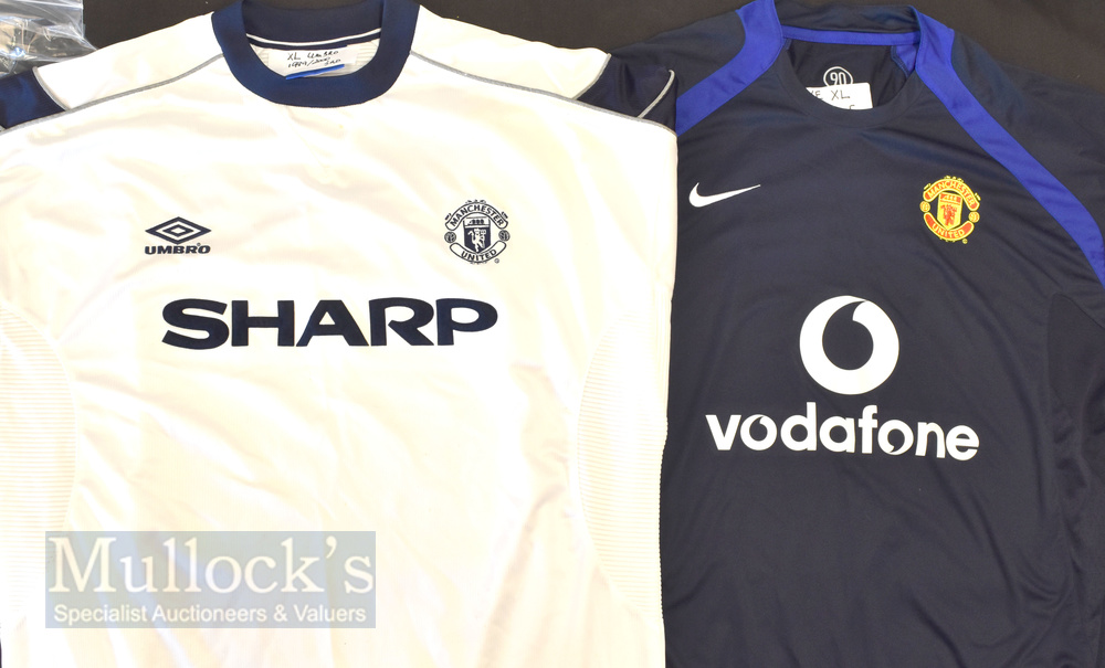 Manchester Utd away match replica shirts, all XL size, short sleeves, 1999/2000 white/black