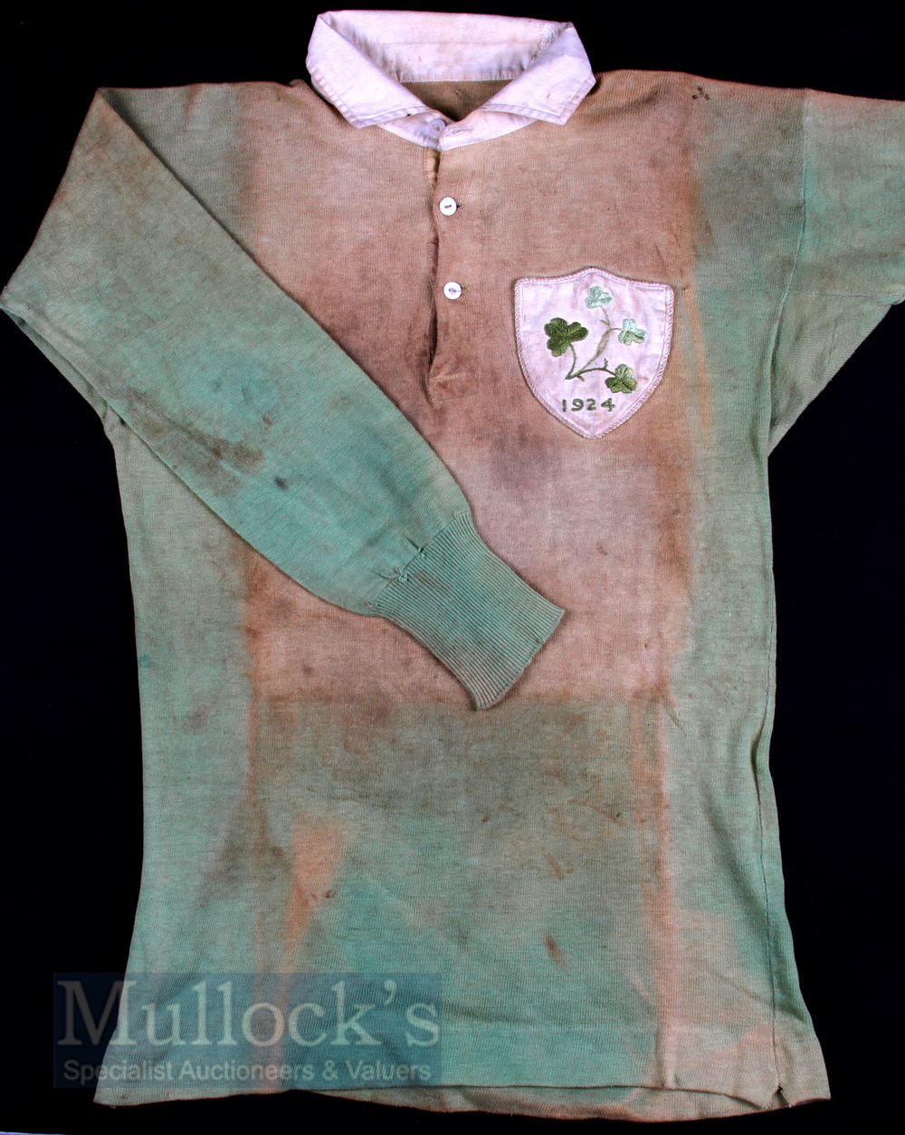 1924 Scarce Ireland Green International Rugby Jersey exchanged with Dr A C Gillies: have - Image 3 of 6