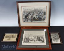 Rugby Prints Pre-1900 (4): All framed, two large ones, well-known: The Football Match during the