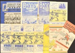 Mostly 1950s Rugby League Programmes etc (12): Salford v Barrow, Challenge Cup 1955; two Bradford