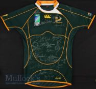 RWC 2007 South African Signed Matchworn Jersey: Wynand Olivier’s matchworn green jersey v Tonga from