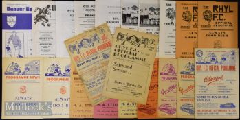 Selection of Rhyl FRC home football match programmes to include 1948/49 Colwyn Bay (Welsh League),