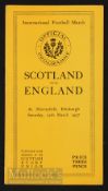 1927 Scarce Scotland v England Rugby Programme: Back to the large team pages this time, and