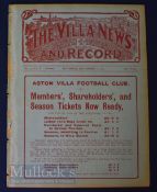 1910/11 Aston Villa v Woolwich Arsenal Div. 1 match programme (double issue with Aston Villa v