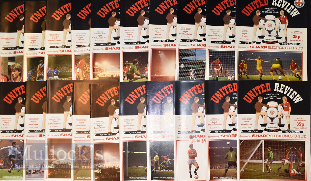 Manchester Utd football programme collection to include 1984/85 homes (31) + aways (22); 1985/86