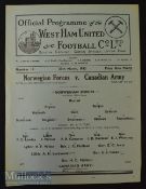 1942/43 at West Ham United - Canadian Army v Norwegian Forces football programme at Upton Park 27