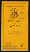 1934 Scarce Scotland v Wales Rugby Programme: A square accidentally sliced from the cover has been