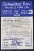 1960/61 Football League Cup Semi-Final Shrewsbury Town v Rotherham Utd football match programme.