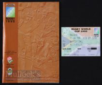 1995 RWC Quarter Final Rugby Programme & Ticket: Issues for England v Australia in SA, in near