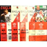 Wales v England ‘Doublers’ Rugby Programmes (10): Spare copies of those listed in earlier lots,