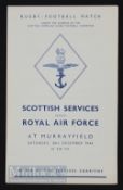 1944 Scarce Scottish Services v RAF Rugby Programme: 30th Dec 1944 at Murrayfield for Service