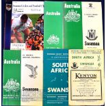 Swansea v Tourists Rugby Programme Collection (6): Issues v Australia 1973 (Centenary), 1975, 1981 &
