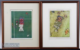 1931/1944 Punch Rugby Prints by ‘Fougasse’ (2): In 16” x 13” frames, Kenneth Bird’s colourful