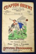 Pre-war 1931/32 Clapton Orient v Fulham Div 3 (S) match programme 27 February, covers loose, edge